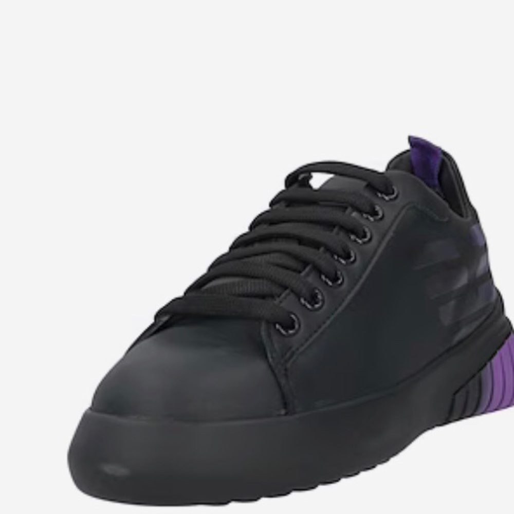 Luxury Emporio Armani Leather Sneakers • Women’s Black